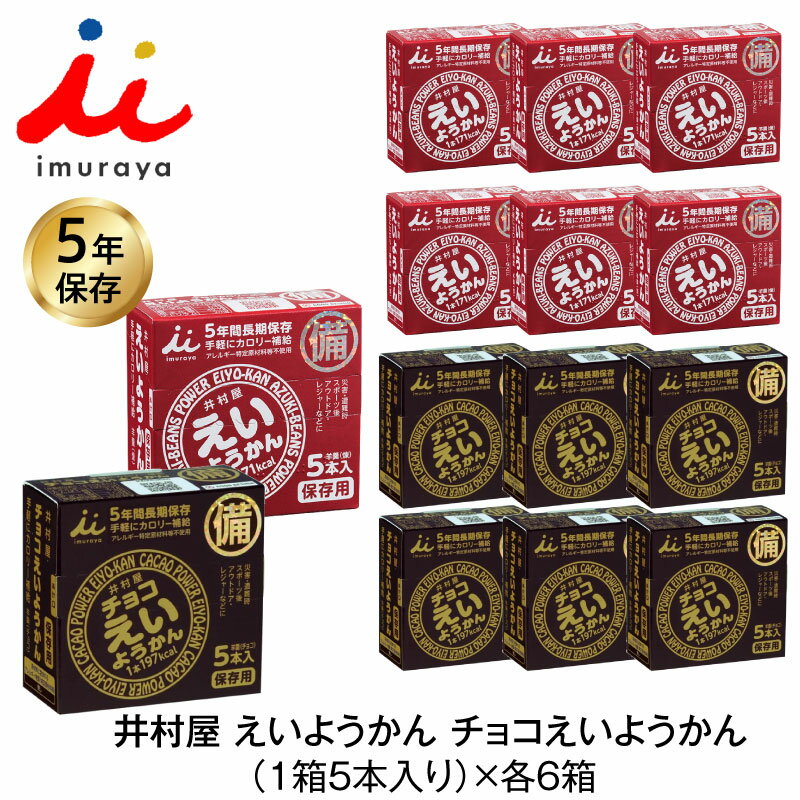 5年保存 非常食 井村屋 えいようかん チョコえいようかん お菓子 1箱5本入 2味 12箱セット 防災食