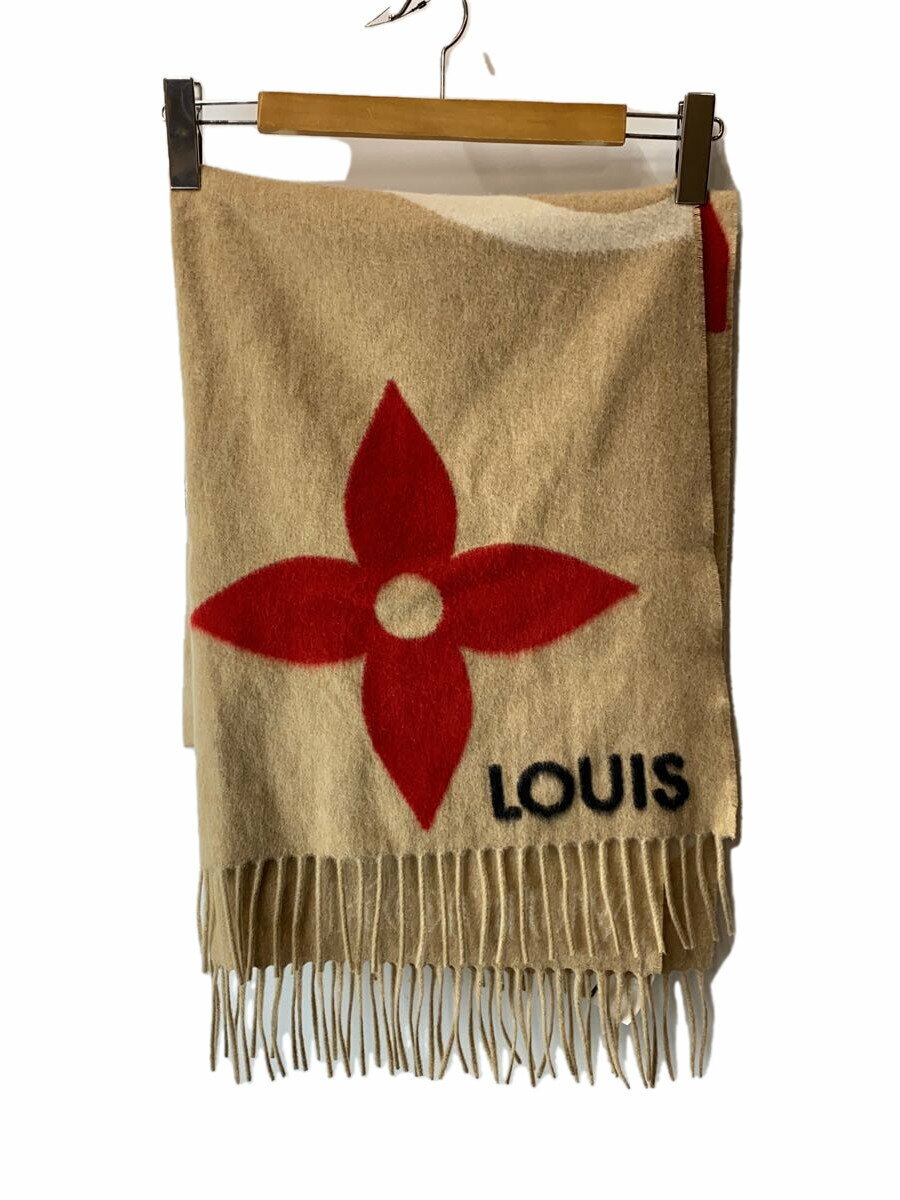 【中古】LOUIS VUITTON◆エシャルプ・ジ アルティメット/マフラー/カシミア/BEG/総柄/レディース/M76382【服飾雑貨他】