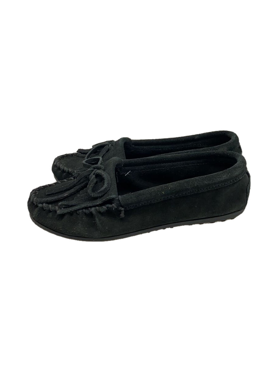 【中古】MINNETONKA◆モカシン/スリッポンシューズ/レザー/--/BLK【シューズ】