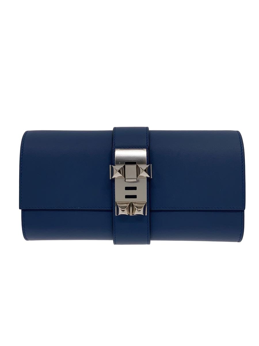 【中古】HERMES◆メドール/POCHETTE MEDOR 23 VEAU SWIFT/クラッチバッグ/レザー/BLU【バッグ】