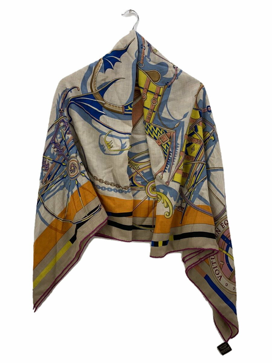 【中古】HERMES◆カレ140/スカーフ/カシミア/マルチカラー/レディース【服飾雑貨他】