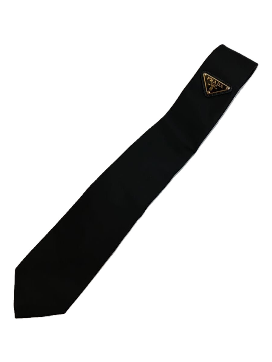 【中古】PRADA◆Re-Nylon ギャバジンネクタイ/ナイロン/BLK/無地/メンズ/UCR77 S202 1WQ8【服飾雑貨他】