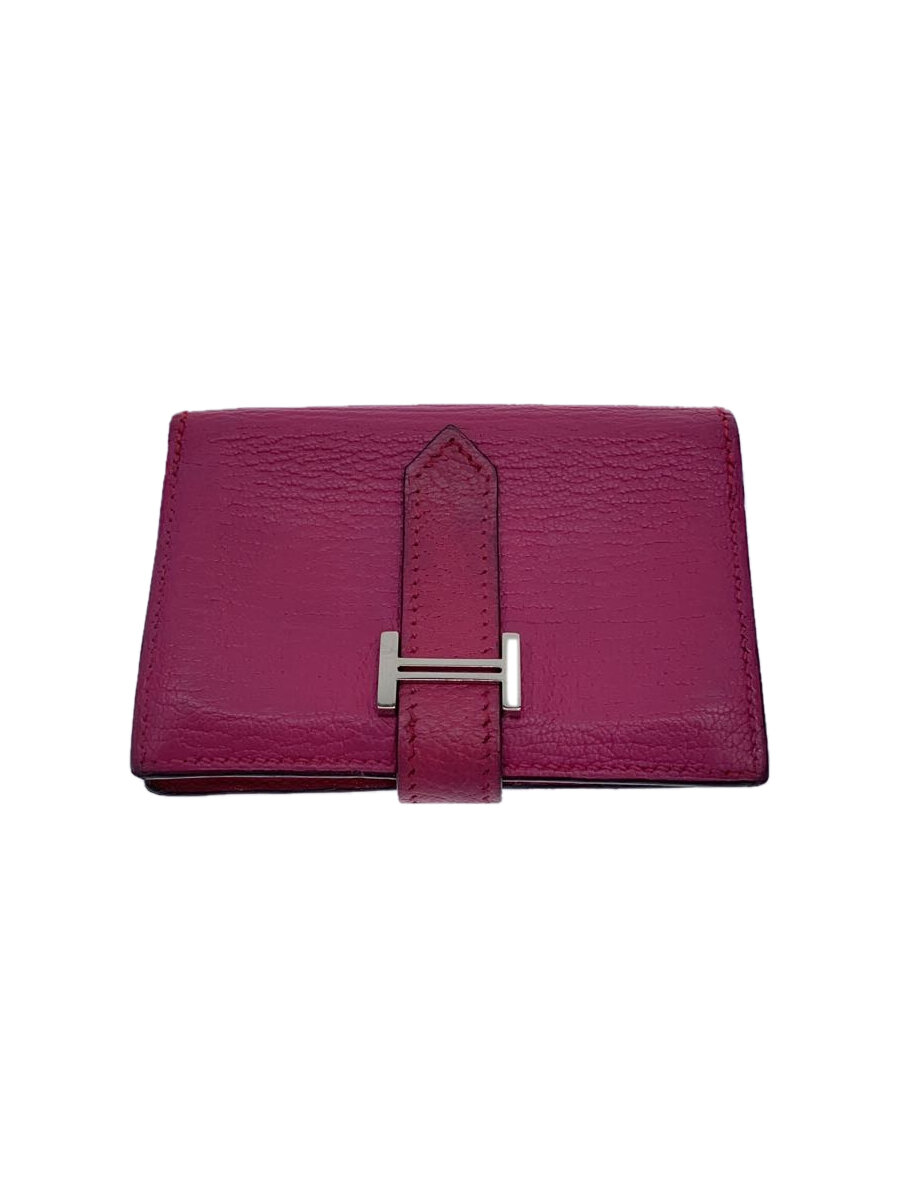 【中古】HERMES◆カードケース/レザー/PNK/レディース【服飾雑貨他】