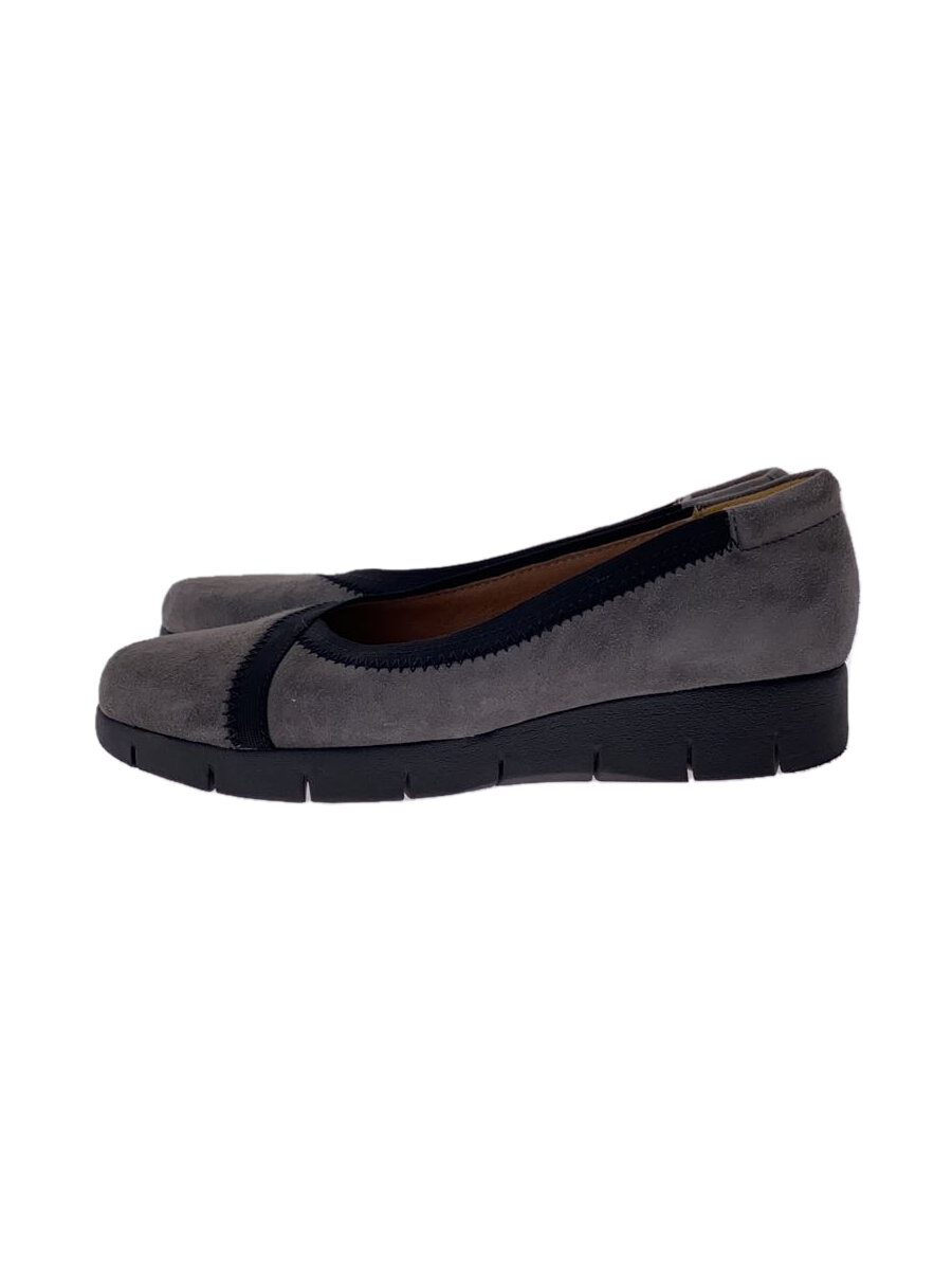 【中古】Clarks◆フラットパンプス/23cm/グレー/スウェード【シューズ】