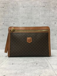 【中古】CELINE◆<strong>マカダム柄</strong>/クラッチバッグ/オールド/レザー/茶色/総柄【バッグ】