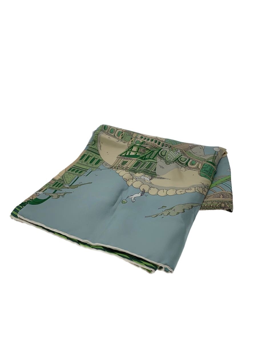 【中古】HERMES◆スカーフ/シルク/ブルー/レディース【服飾雑貨他】