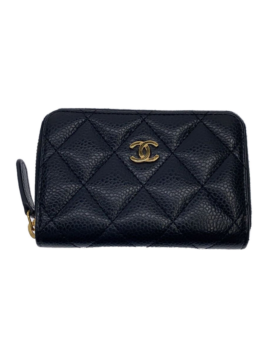 【中古】CHANEL◆マトラッセ/ココマーク/ラウンドファスナー/カードケース/レザー/BLK/レディース/A84511【服飾雑貨他】
