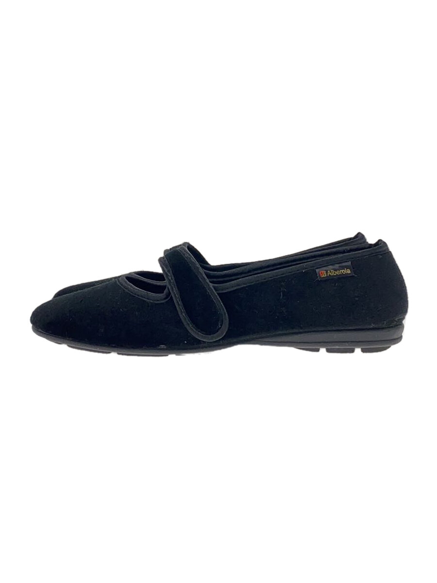 【中古】ALBEROLA◆フラットパンプス/39/BLK/ベロア【シューズ】