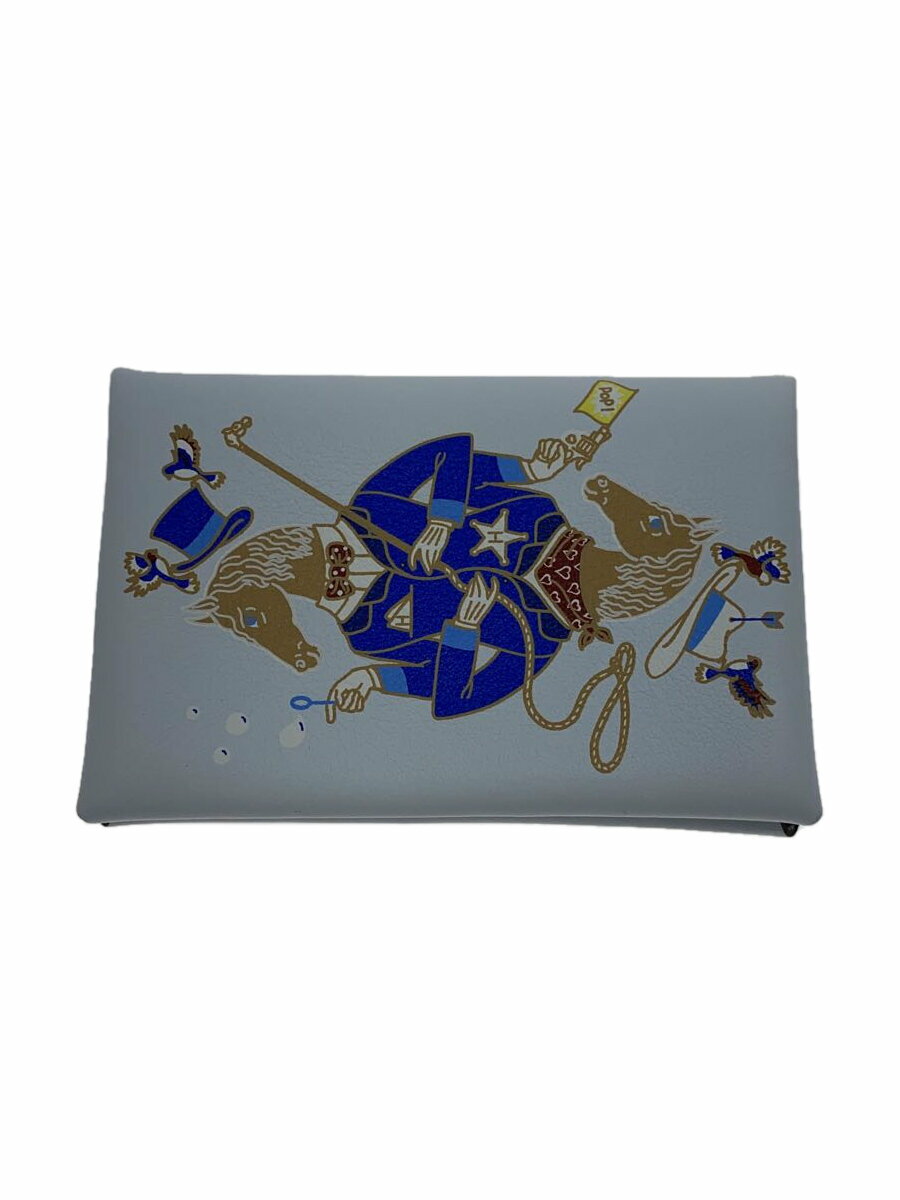 【中古】HERMES◆カードケース/レザー/ブルー/レディース/U刻印【服飾雑貨他】