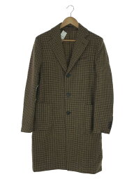 【中古】LARDINI◆<strong>チェスターコート</strong>/48/ウール/ブラウン/千鳥格子【メンズウェア】