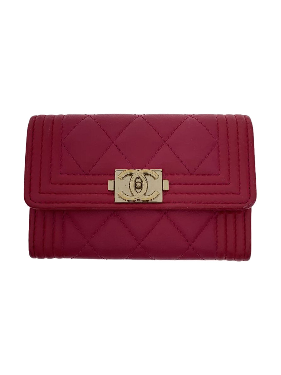 【中古】CHANEL◆カードケース/PNK/無地/レディース【服飾雑貨他】