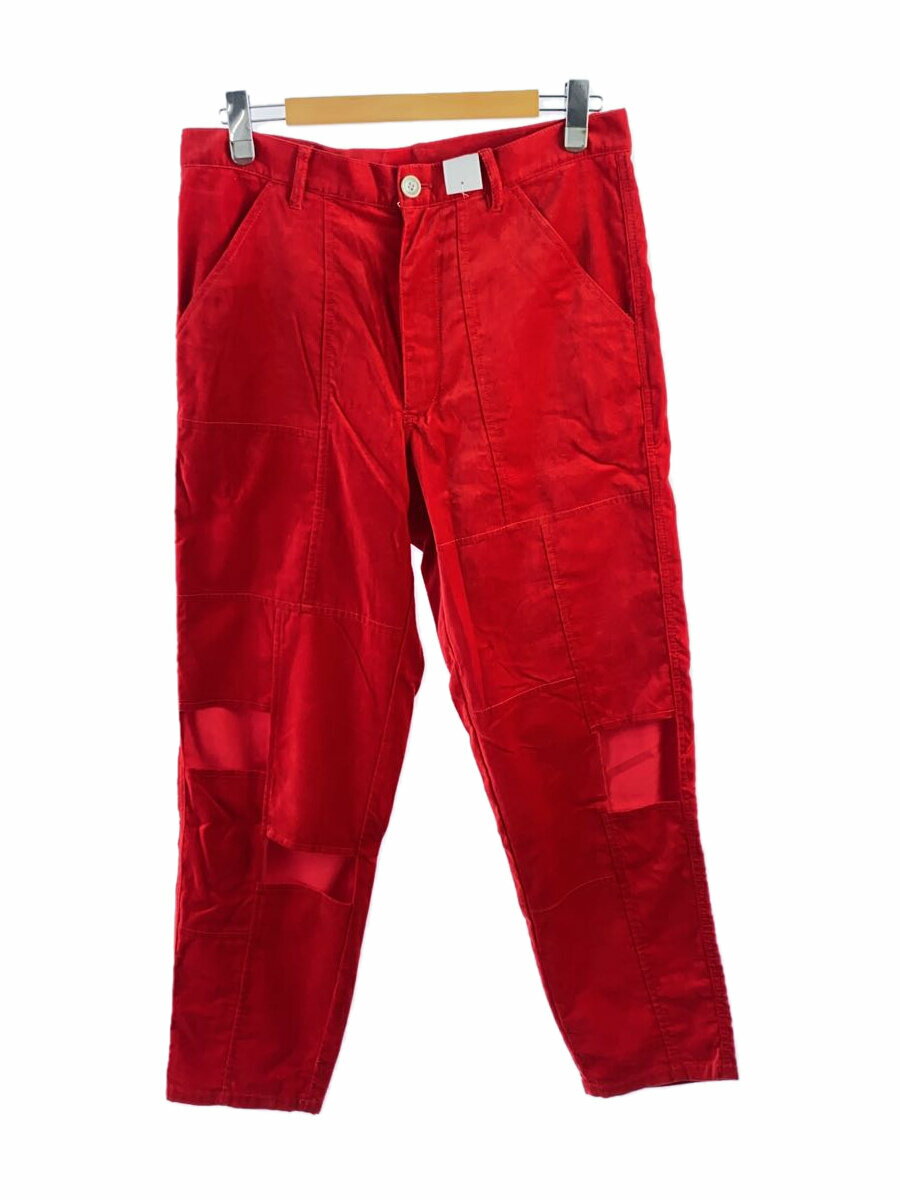 【中古】COMME des GARCONS SHIRT◆ボトム/M/ベロア/RED/FL-P016【メンズウェア】