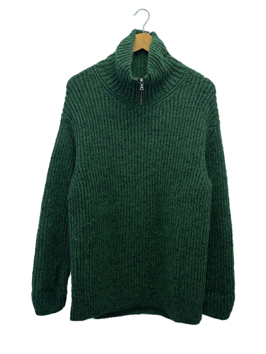 【中古】AURALEE◆22AW/BABY ALPACA MIX RIB KNIT ZIP/3/ウール/GRN/無地/A22AP01BL【メンズウェア】