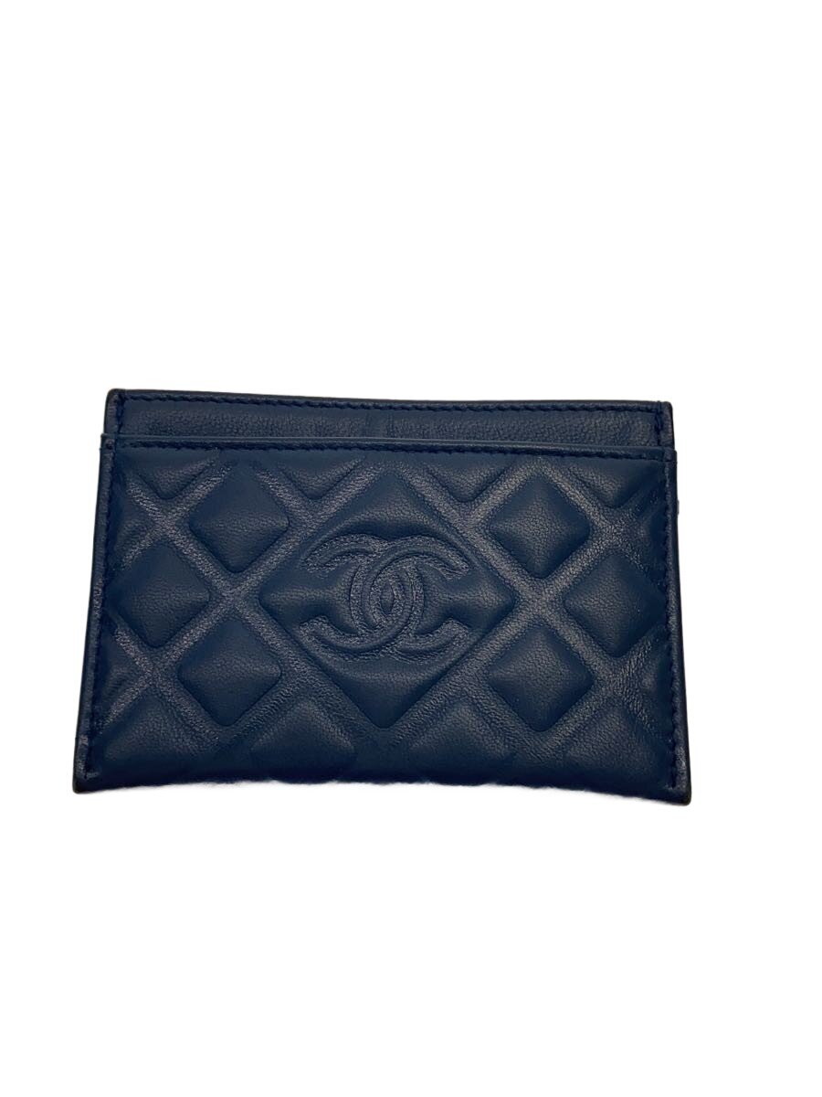【中古】CHANEL◆カードケース/レザー/ネイビー/レディース/ココマーク/キルティング【服飾雑貨他】