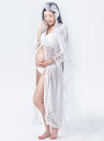 レースネグリジェ マタニティ妊婦さん着用可能 前開けワンピースパジャマ ルームウェア レースドレス カジュアル部屋着/エレガント ビーチUVカット
