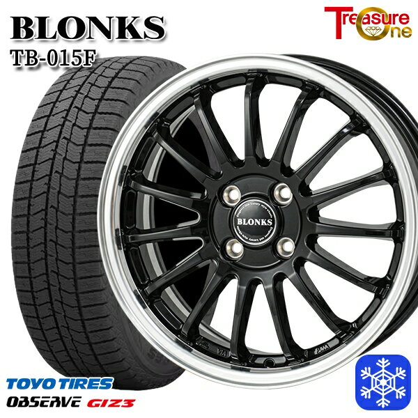 【取付対象】175/60R16 アクア クロスビー 2024〜2025年製 トーヨー オブザーブ ギズ3 トレジャーワン ブロンクス TB015F BK/RP 16インチ 6.0J 4H100 スタッドレスタイヤホイール4本セット