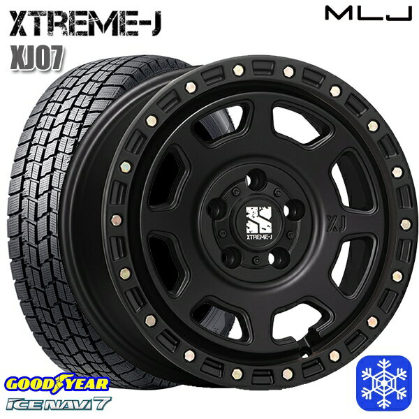 195/60R16 セレナ ステップワゴン 2024〜2025年製 グッドイヤー アイスナビ7 NAVI7 MLJ エクストリームJ XJ07 サテンブラック 16インチ 7.0J 5H114.3 送料無料 冬タイヤホイール4本セット