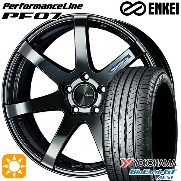 【最大2,000円OFFクーポン】225/45R18 95W XL ヨコハマ ブルーアースGT AE51 ENKEI エンケイ パフォーマンスライン PF07 SBK 18インチ 7.5J 5H114.3 サマータイヤホイールセット