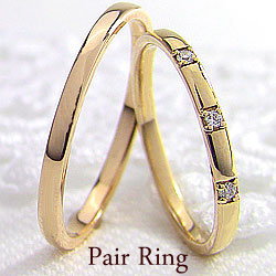 K10YGペアリング スリーストーンダイヤモンド マリッジリング 結婚指輪 イエローゴールドK10ジュエリーショップpairring ギフト