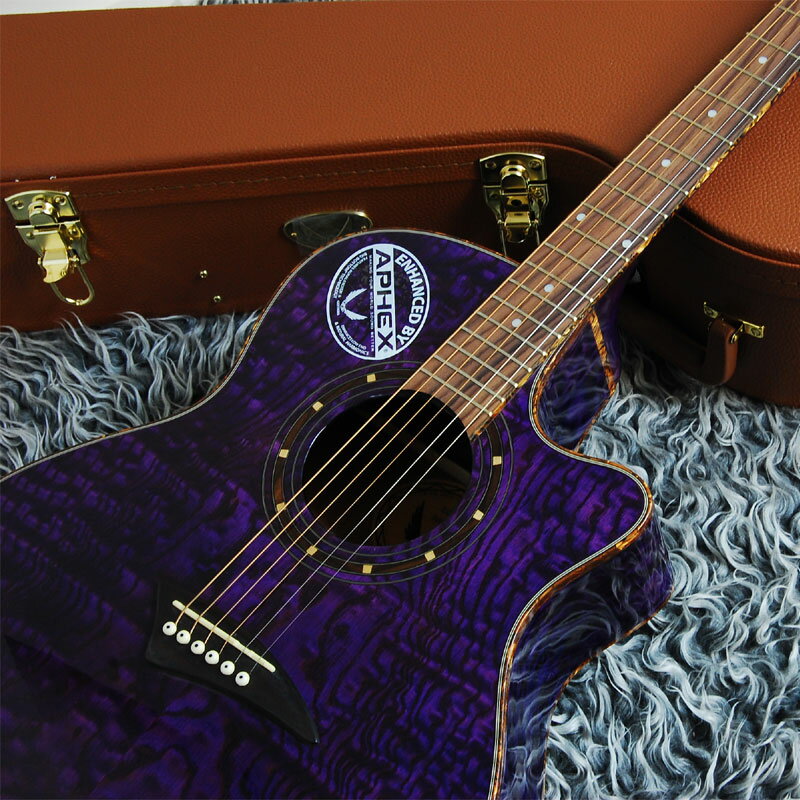 Dean EXOTICA QUILT ASH with APHEX (Trans Power Purple)【アウトレット・ちょい傷大特価】【送料無料】【エレアコセット付き】DEANのエレアコ!!