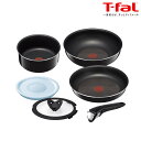 ガス火用 T-fal フライパン ハードチタニウム 6点セット L49390送料無料 ティファール フライパンセット セット 鍋 なべ ナベ ガス セット 6点セット 6点 取っ手が取れる 収納 コンパクト オーブン おしゃれ 黒 ブラック