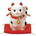 開運 招福 和の縁起物彩絵ふく福招き猫(左手・赤)(小)