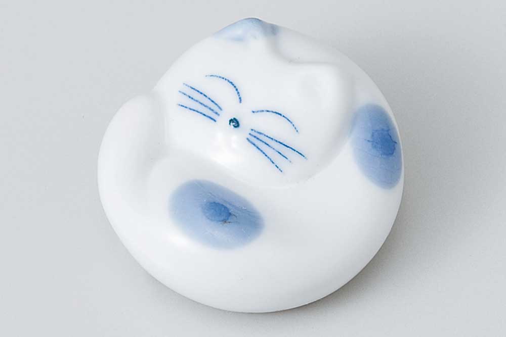 ねむり猫（水玉） 青 箸置
