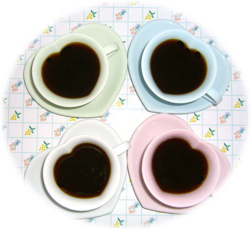 4色のハートのコーヒーカップ☆　ペア
