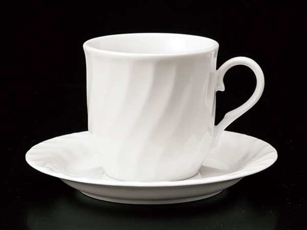 ホワイトネジリコーヒーカップ＆ソーサー...:k-online:10035417