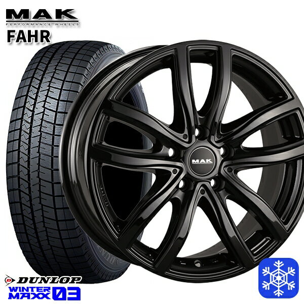 スタッドレスタイヤホイール4本セット 225/50R18 BMW X1 F48 X2 F39 U06用 2023〜2024年製 ダンロップ ウィンターマックス WM03 MAK FAHR グロスブラック 18インチ 7.5J 5H112 +51