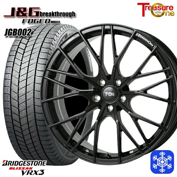 スタッドレスタイヤホイール4本セット BMW U06 X1 F48 X2 F39 X2用 225/45R19 2022〜2023年製 ブリヂストン ブリザック VRX3 トレジャーワン 鍛造 J&G ブレイクスルー JGB002 ブラック 19インチ 8.0J 5H112 +47