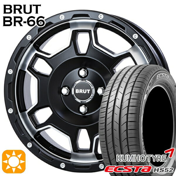 【取付対象】195/45R16 84V XL クムホ エクスタ HS52 BRUT ブルート BR-66 ミリタリーブラック 16インチ 6.5J 4H100 サマータイヤホイールセット