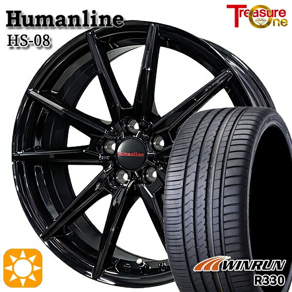 【取付対象】50プリウス インプレッサ 215/45R17 91W XL ウィンラン R330 トレジャーワン ヒューマンライン HS08 ブラック 17インチ 7.0J 5H100 サマータイヤホイールセット