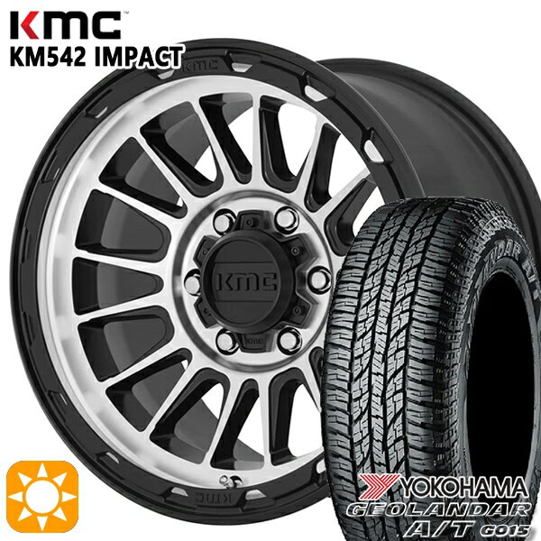 【取付対象】215/60R16 95H ヨコハマ ジオランダーA/T G015 KMC KM542 IMPACT SATINBLACK MACHINED 16インチ 7.0J 5H114.3 サマータイヤホイールセット