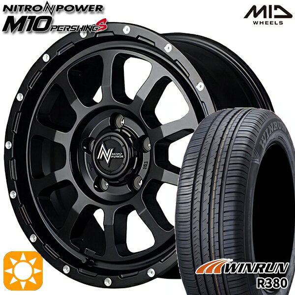 【取付対象】エスティマ ヤリスクロス 215/60R16 95H ウィンラン R380 MID ナイトロパワー M10パーシングS セミグロスブラック/マシニング 16インチ 7.0J 5H114.3 サマータイヤホイールセット