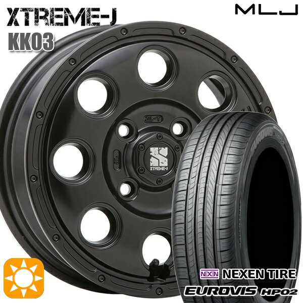 【取付対象】165/65R15 ネクセン ロードストーン ユーロビズ HP02 MLJ エクストリームJ KK03 サテンブラック 15インチ 4.5J 4H100 サマータイヤホイールセット