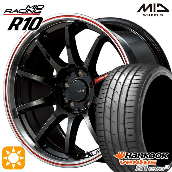 【取付対象】215/40R18 89Y XL ハンコック veNtus S1 evo3 K127 MID RMPレーシング R10 クリスタルBK/リムポリッシュ+レッド 18インチ 7.5J 5H100 サマータイヤホイールセット