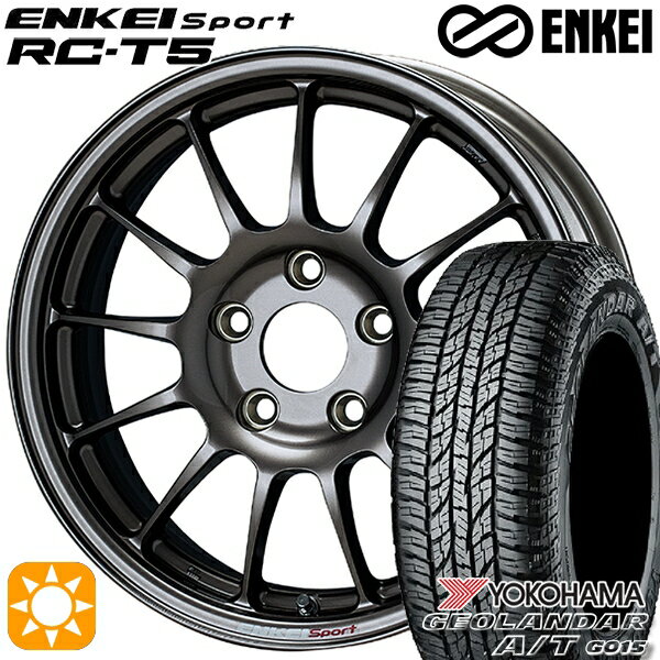 【取付対象】ヴェゼル オデッセイ 215/60R16 95H ヨコハマ ジオランダーA/T G015 ENKEI エンケイスポーツ RC-T5 ダークシルバー 16インチ 6.5J 5H114.3 サマータイヤホイールセット