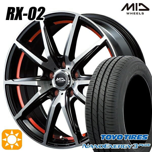 【取付対象】225/45R18 91W トーヨー ナノエナジー3プラス MID シュナイダー RX02 RX810 BP/アンダーカットレッド 18インチ 7.0J 5H114.3 サマータイヤホイールセット