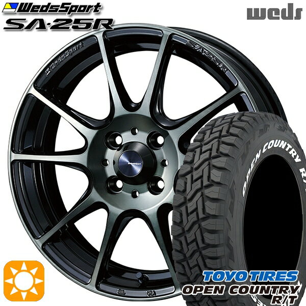 【取付対象】165/60R15 77Q トーヨー オープンカントリー R/T ホワイトレター Weds ウェッズスポーツ SA25R WBC (ウォースブラッククリアー) 15インチ 5.0J 4H100 サマータイヤホイールセット