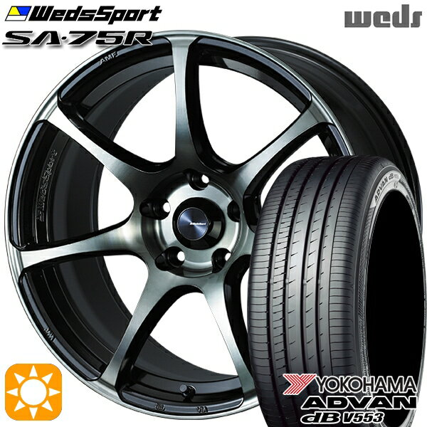 【取付対象】50プリウス インプレッサ 215/45R17 91W XL ヨコハマ アドバンデシベル V553 Weds ウェッズスポーツ SA75R WBC (ウォースブラッククリアー) 17インチ 7.0J 5H100 サマータイヤホイールセット