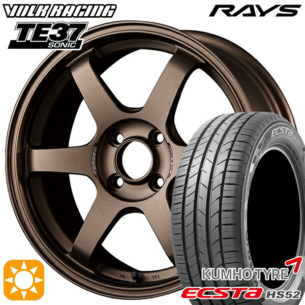 【取付対象】195/45R16 84V XL クムホ エクスタ HS52 RAYS ボルクレーシング TE37 ソニック BR 16インチ 6.0J 4H100 サマータイヤホイールセット