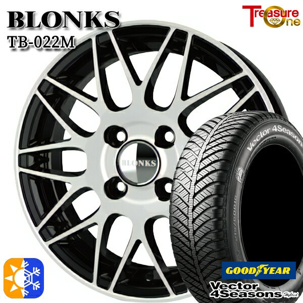 175/65R14 82H グッドイヤー ベクター フォーシーズンズ トレジャーワン ブロンクス TB022M ブラックポリッシュ 14インチ 5.5J 4H100 +38/+45 オールシーズンタイヤホイールセット