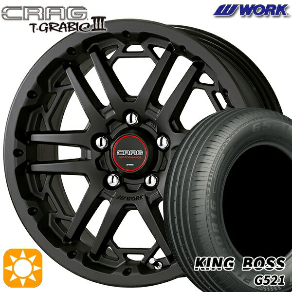 【取付対象】195/60R16 89H キングボス G521 WORK クラッグ ティーグラビック3 マットブラック 16インチ 7.0J 5H114.3 サマータイヤホイールセット