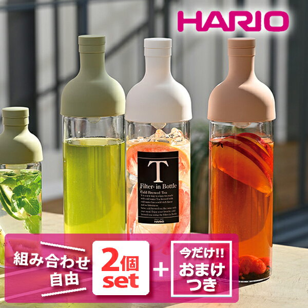 3色から選べる 2個セット （おまけつき） ハリオ フィルターインボトル 750ml HARIO 水出し お茶ボトル 紅茶ボトル ポット おしゃれ サングリア フルーツティー 耐熱ガラス ダシ フィルター付き FIB 75 ガラスポット 全3色 かわいい 便利