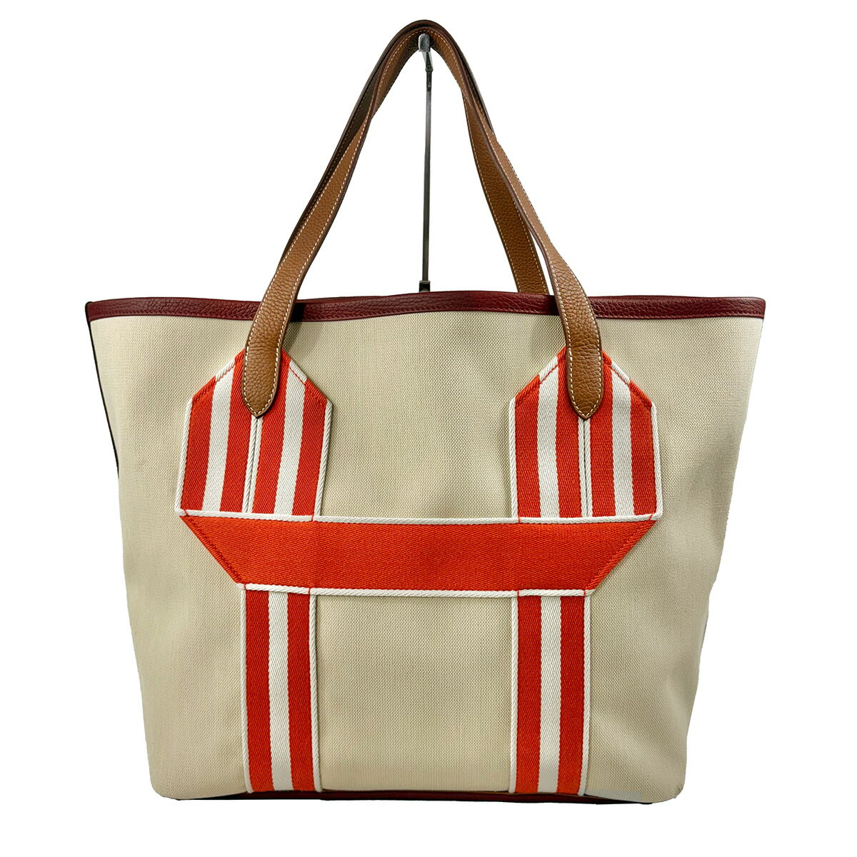 【HERMES】エルメス ピュール サングル トートバッグ U刻印 2022年製 トワルミリタリー トリヨンクレマンス ゴールド ベトン ルージュアッシュ シルバー金具 ブラウン アイボリー レッド レディース メンズ 【中古】 USED-AB 【9356】 質屋かんてい局仙台卸町店 楽天市場店