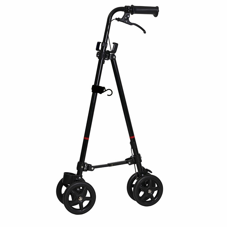 ● 介護用品 フジホーム ハンドレールステッキII ブラック 黒 WB5135 杖 ステッキ 車輪付き WB5135 車輪付 軽い 歩行支援 ショッピング 歩行器