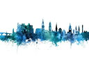 ハイデルベルク ドイツ シルエット 水彩 都市 青 アートの壁紙 輸入 カスタム壁紙 PHOTOWALL / Heidelberg Germany Skyline (e311776) 貼ってはがせるフリース壁紙(不織布) 【海外取り寄せのため1カ月程度でお届け】 【代引き・後払い不可】