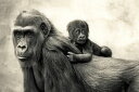ゴリラ 動物 親子の壁紙 輸入 カスタム壁紙 PHOTOWALL / L I F E (e317644) 貼ってはがせるフリース壁紙(不織布) 【海外取り寄せのため1カ月程度でお届け】 【代引き不可】