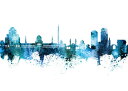 ダマスカス シルエット 都市 水彩画 青 ブルーの壁紙 輸入 カスタム壁紙 PHOTOWALL / Damascus Syria Skyline (e318590) 貼ってはがせるフリース壁紙(不織布) 【海外取り寄せのため1カ月程度でお届け】 【代引き・後払い不可】